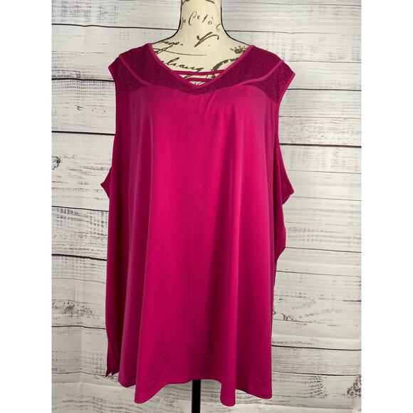 Catherines Sleeveless Blouse Womens 4X 30/32W Pink Stretch V Neck Anywear - Picture 1 of 10